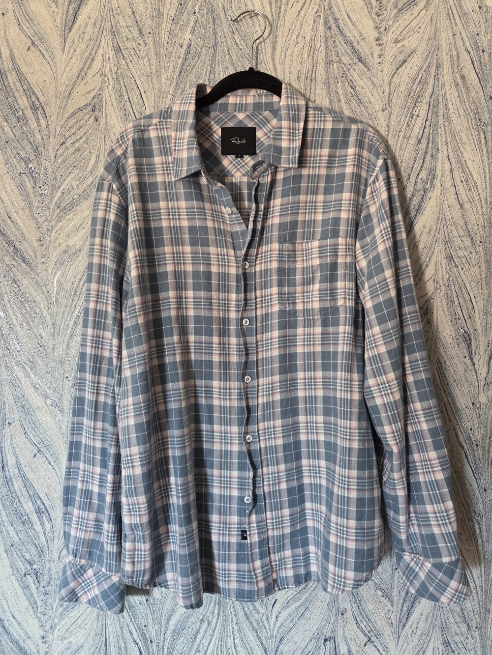 Rails Men's Wyatt Shirt Blue and Pink Plaid Button-Up Size Large
